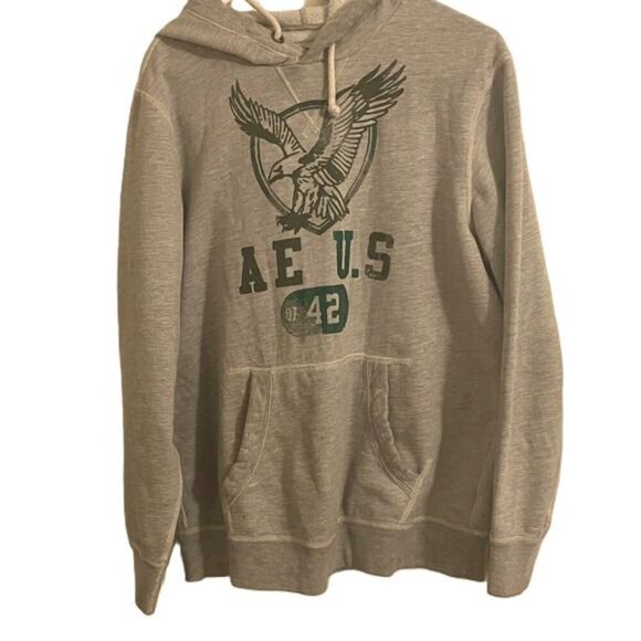American Eagle Outfitters Men's LT Grey Hoodie Sweatshirt Eagle Logo Athletic, L - Picture 1 of 4